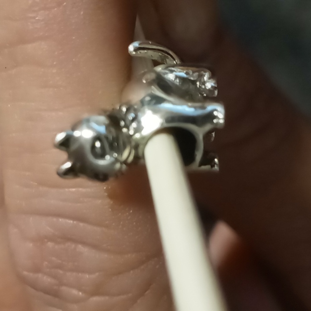 Sterling silver 925 cat / kitty snake chain charm bracelet.